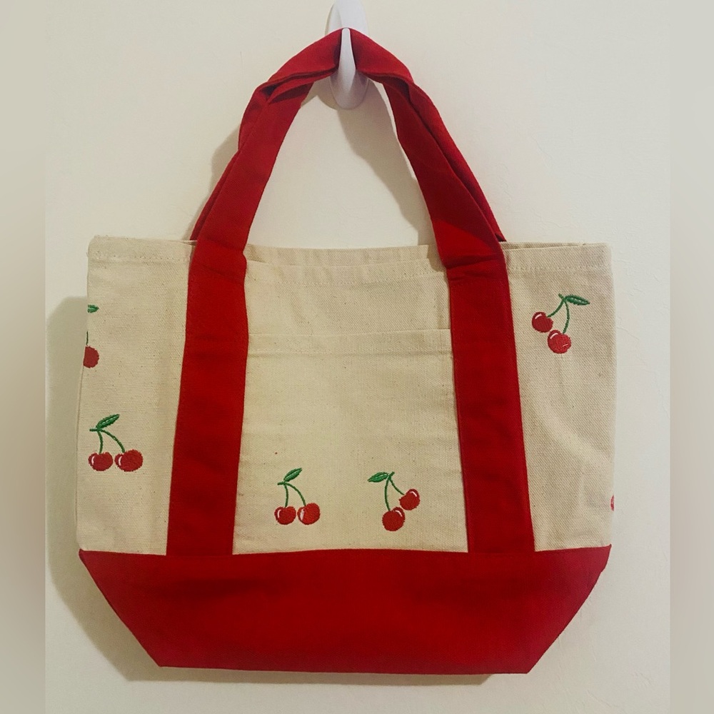 Mini Canvas Tote with Cherry embroidery - Picture 3 of 3